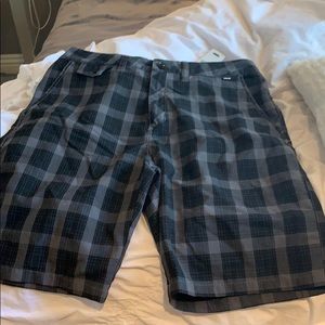 men black and grey checkered shorts